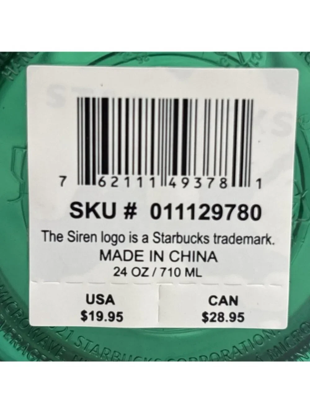 NEW Starbucks 24 oz Tumbler emerald green jeweled 2021 Venti cold cup (no straw)